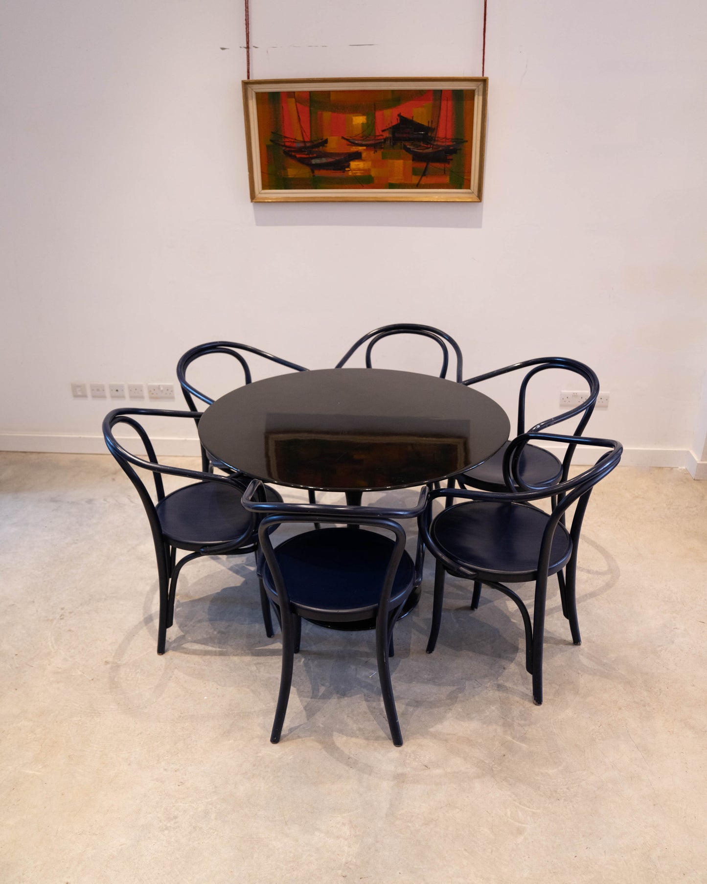Thonet bentwood dining chairs a set of 6 - black