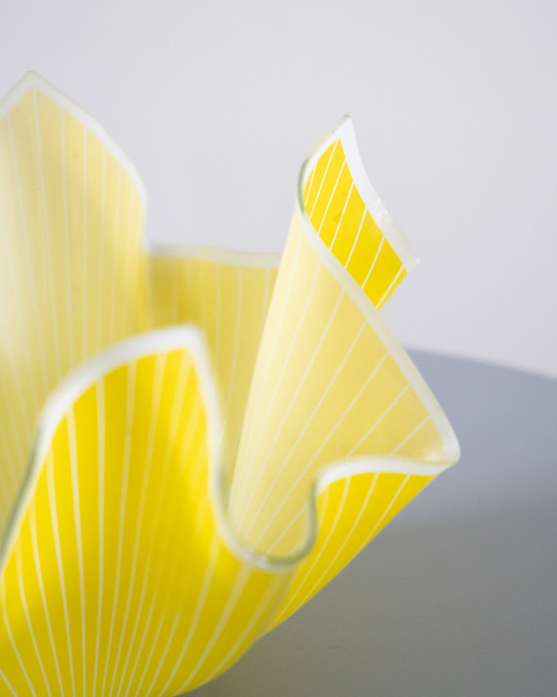 Vintage yellow glass handkerchief vase