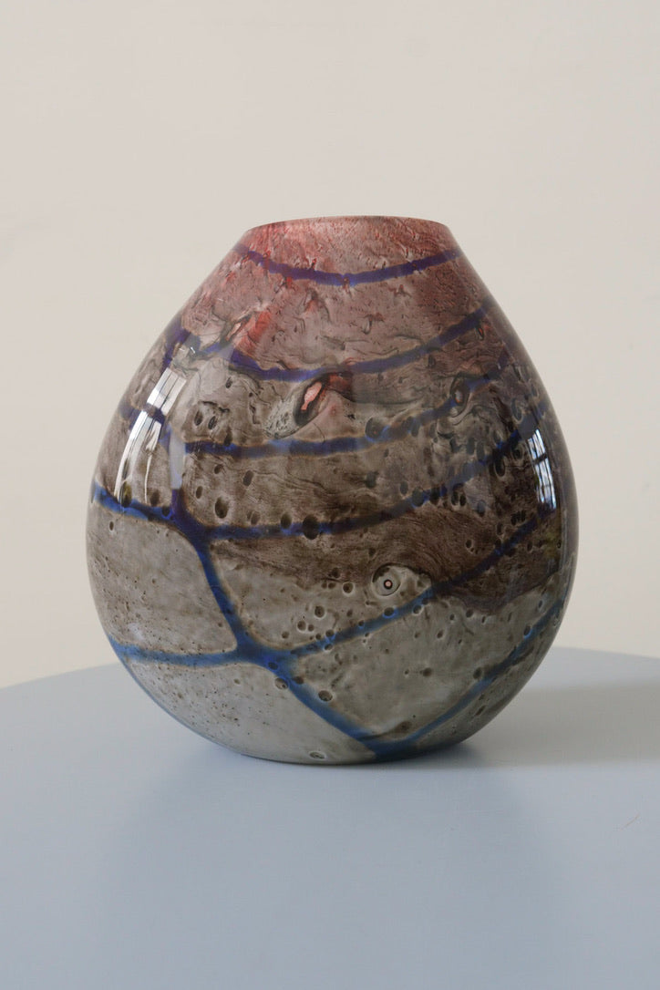 Brown Glazed round flat fronted vase/vessel