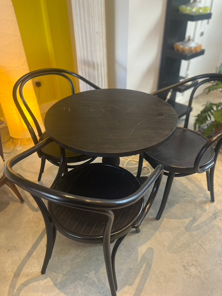 Pair of Indian ebonised circular side tables