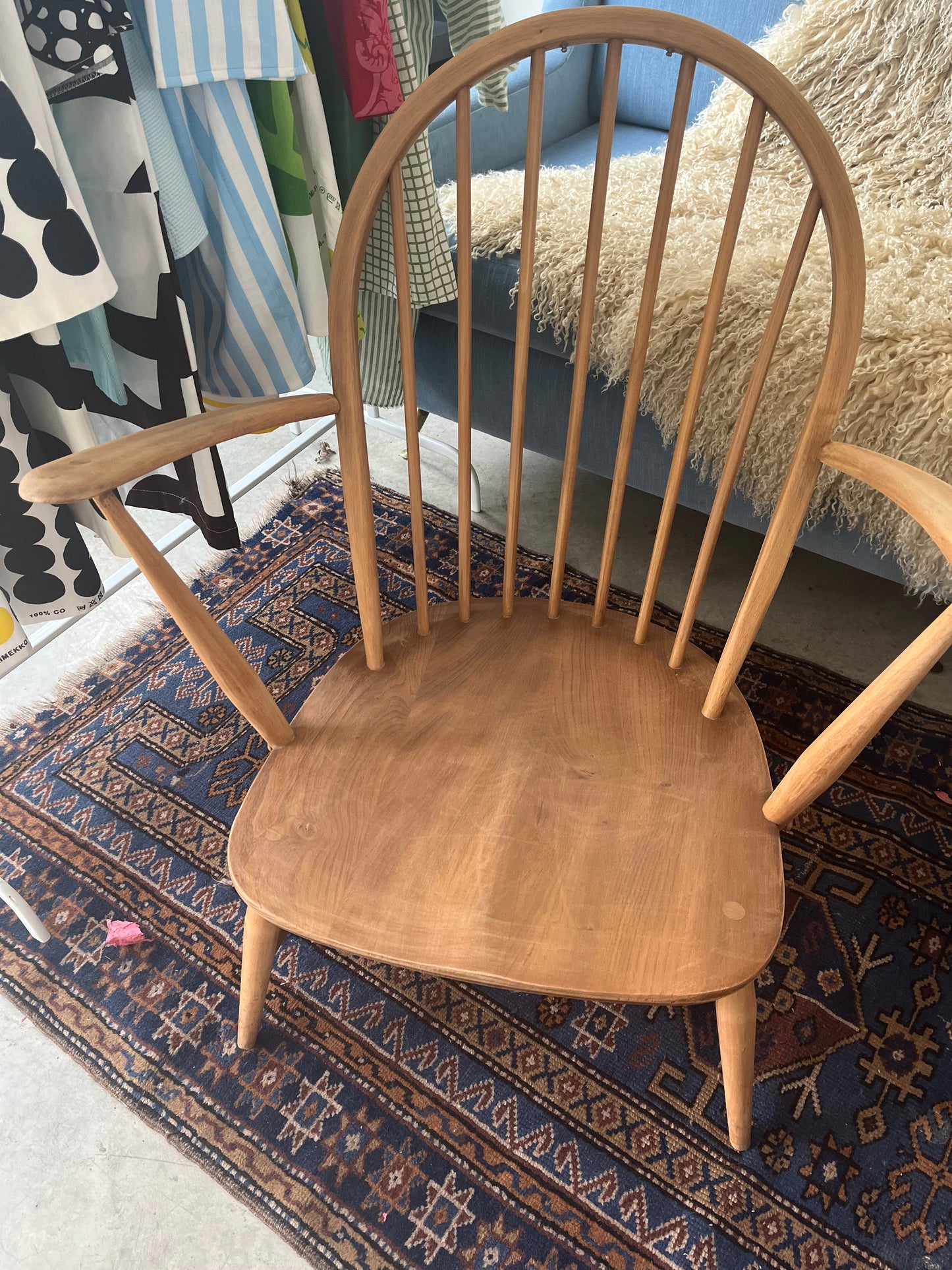 Hoopedback ercol chair - with solid seat