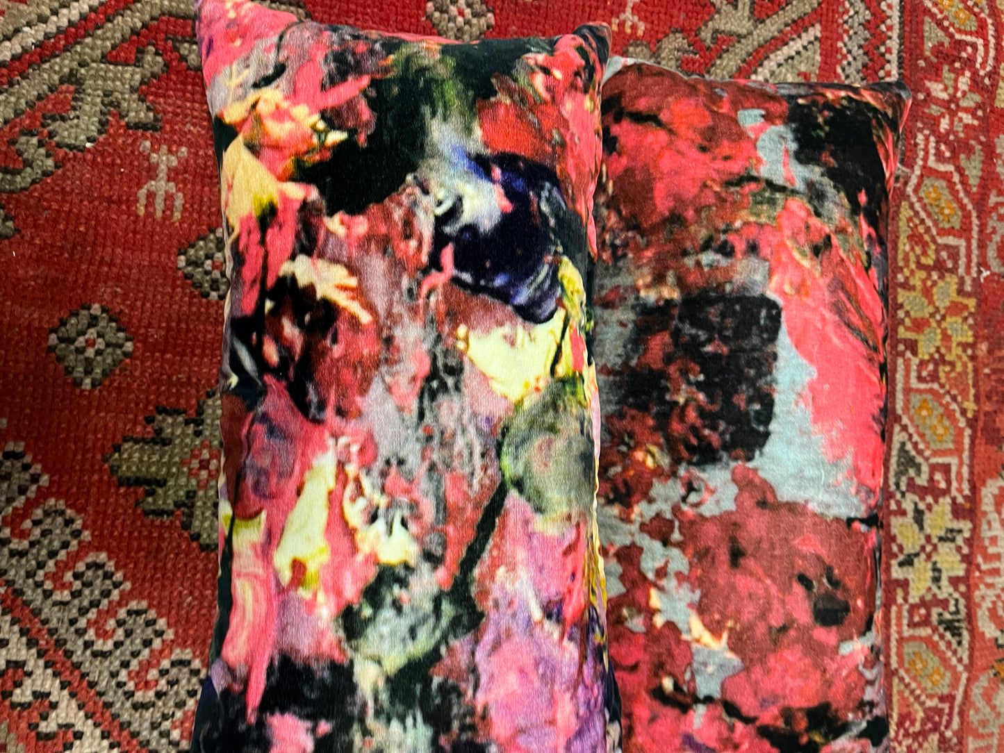 Cushion abstracted flowers on velvet by Bogdan Mihai Radu