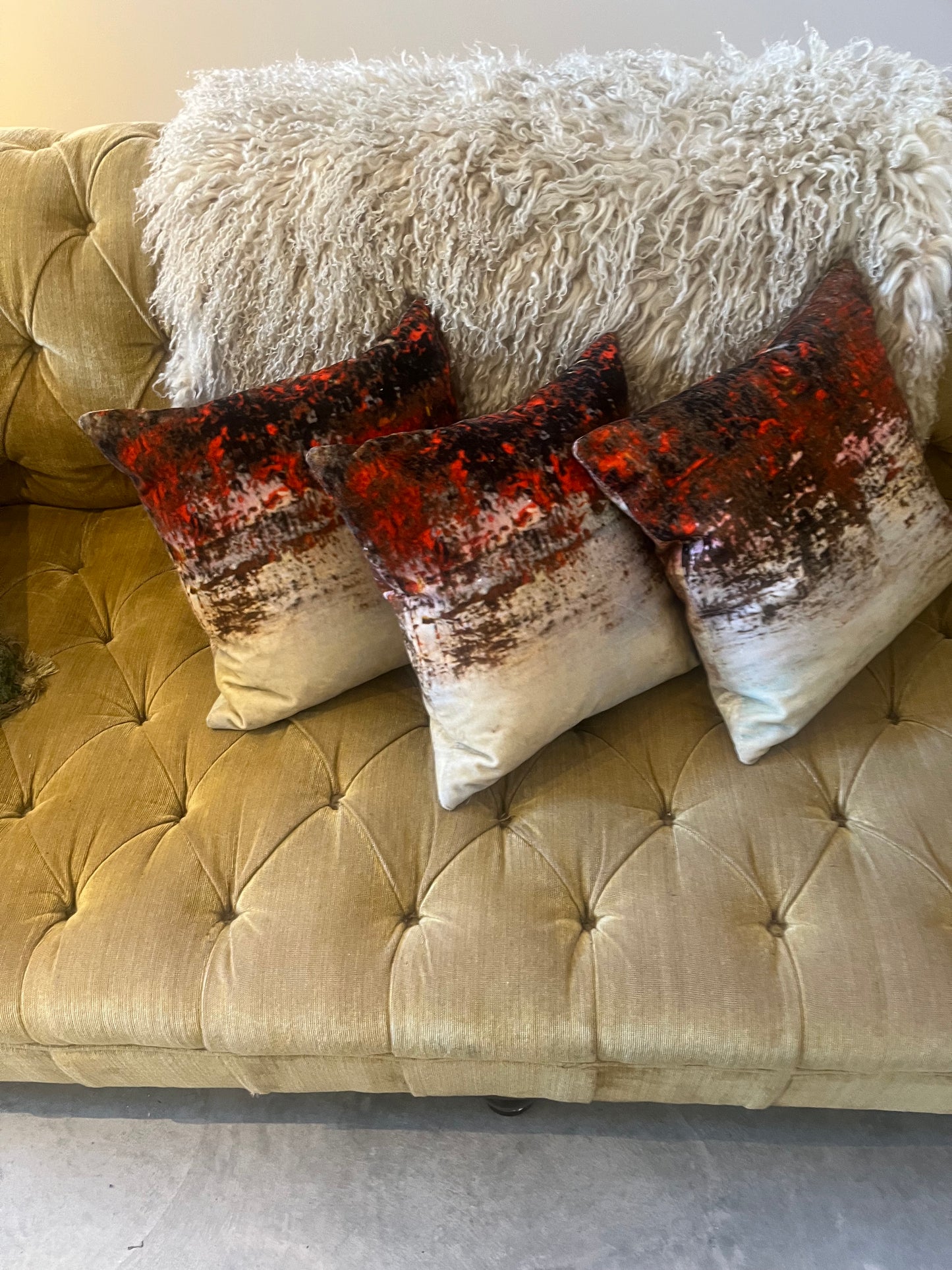 Cushion abstracted skyline on velvet Bogdan Mihai Radu