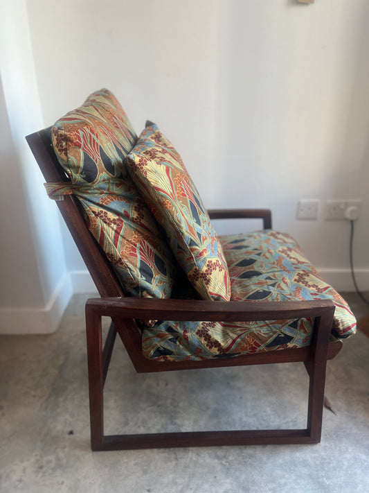 Danish rosewood open frame capella style easy chairs