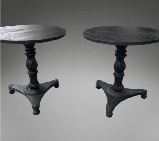 Pair of Indian ebonised circular side tables