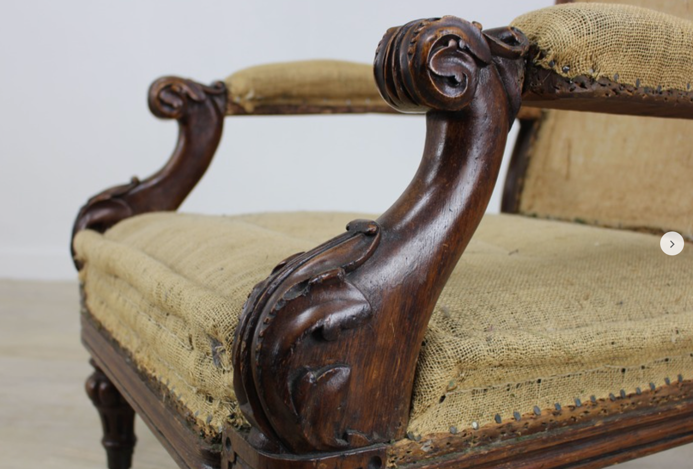 William IV oak armchair, stripped to hessian base