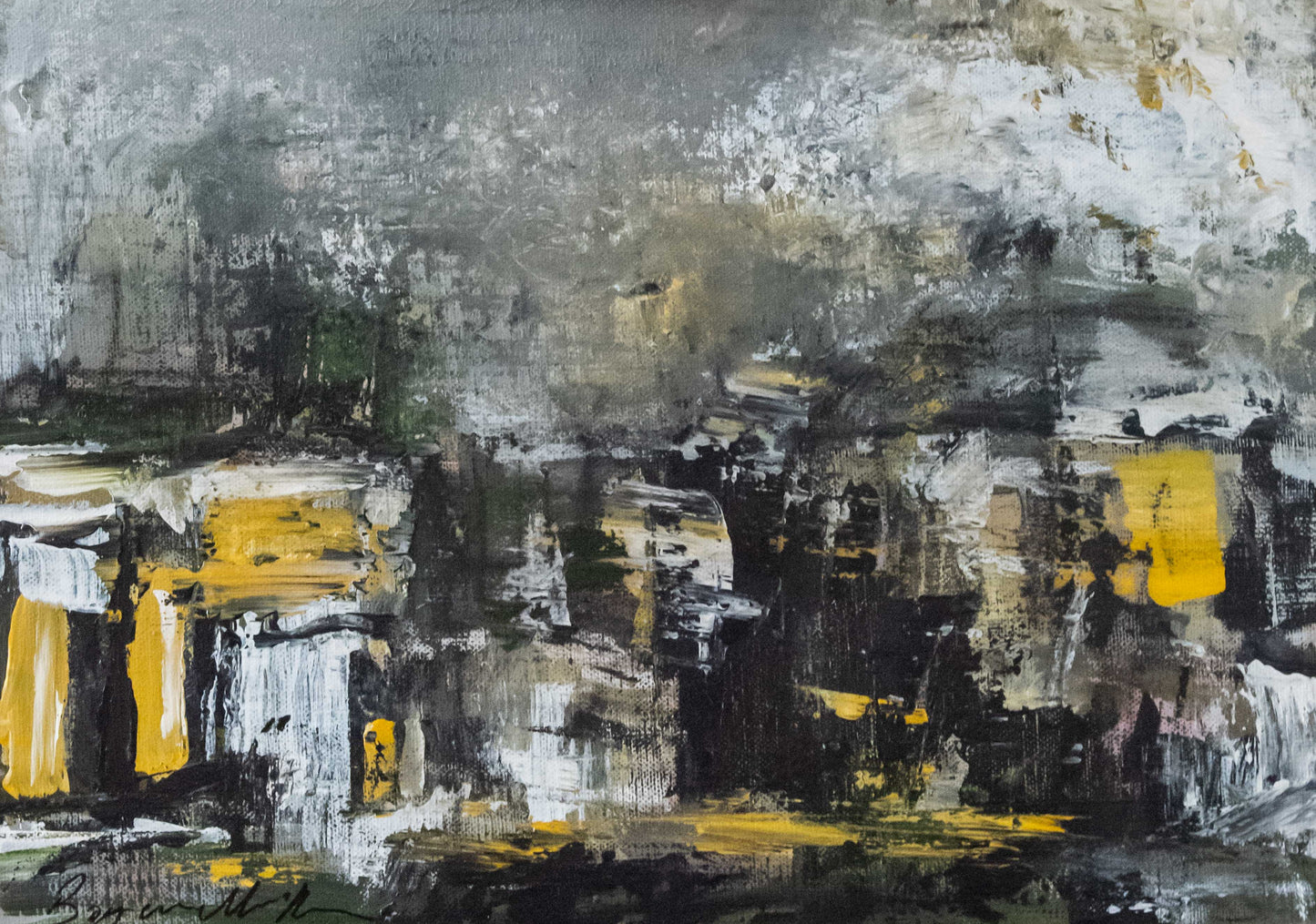 Grey And Yellow Abstract By Bogdan Mihai Radu