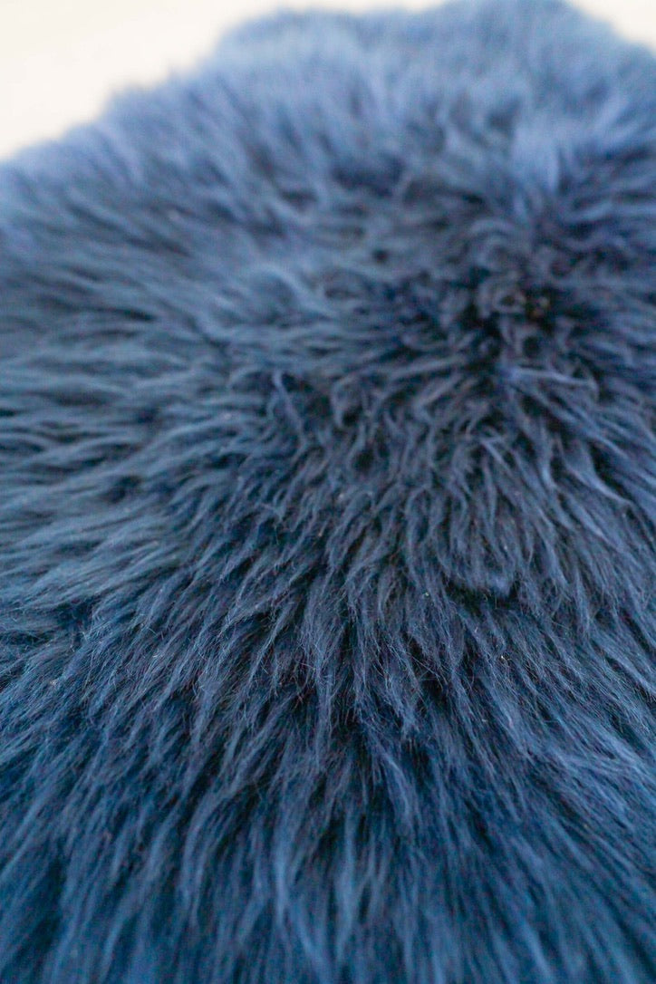 Blue sheepskin rug