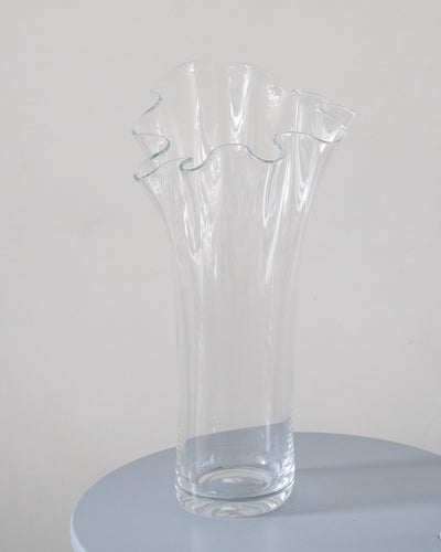 Very tall clear glass handkerchief vase