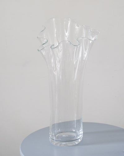 Very tall clear glass handkerchief vase
