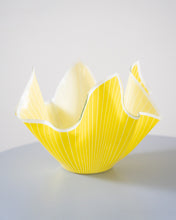 Load image into Gallery viewer, Vintage yellow glass handkerchief vase/vessel reduced from £100 - £50