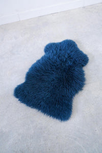 Blue sheepskin rug. reduced from £60 to £30