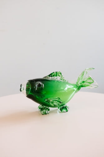 Murano glass green fish