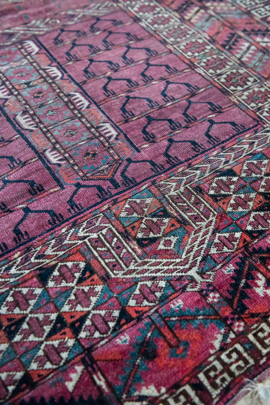 Rare antique turkoman tribal rug purple/red