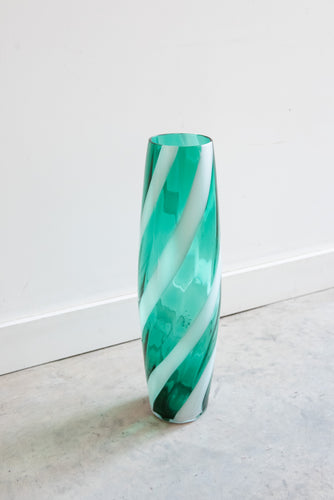 Ovoid green glass Murano vase.
