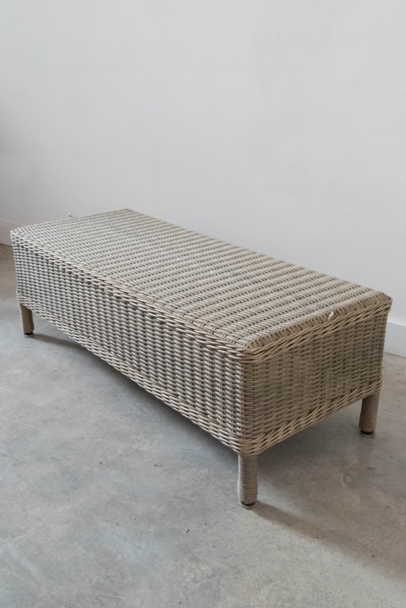 Wicker bench with cushion hot sale