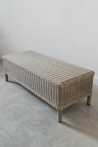 Grey wicker bench and waterproof cushion